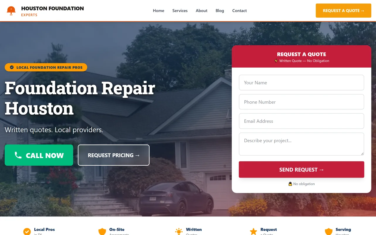 A real contractor website built by Foreman Club