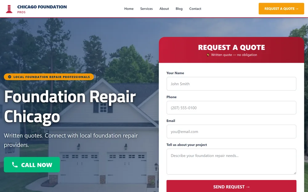 Foundation Repair website — Chicago, IL