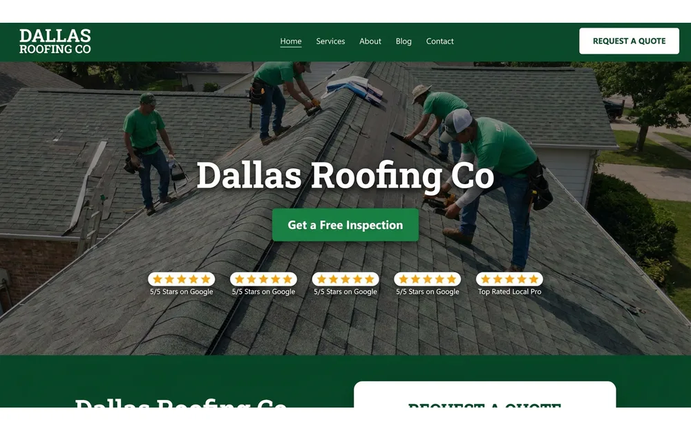 Roofing website — Dallas, TX
