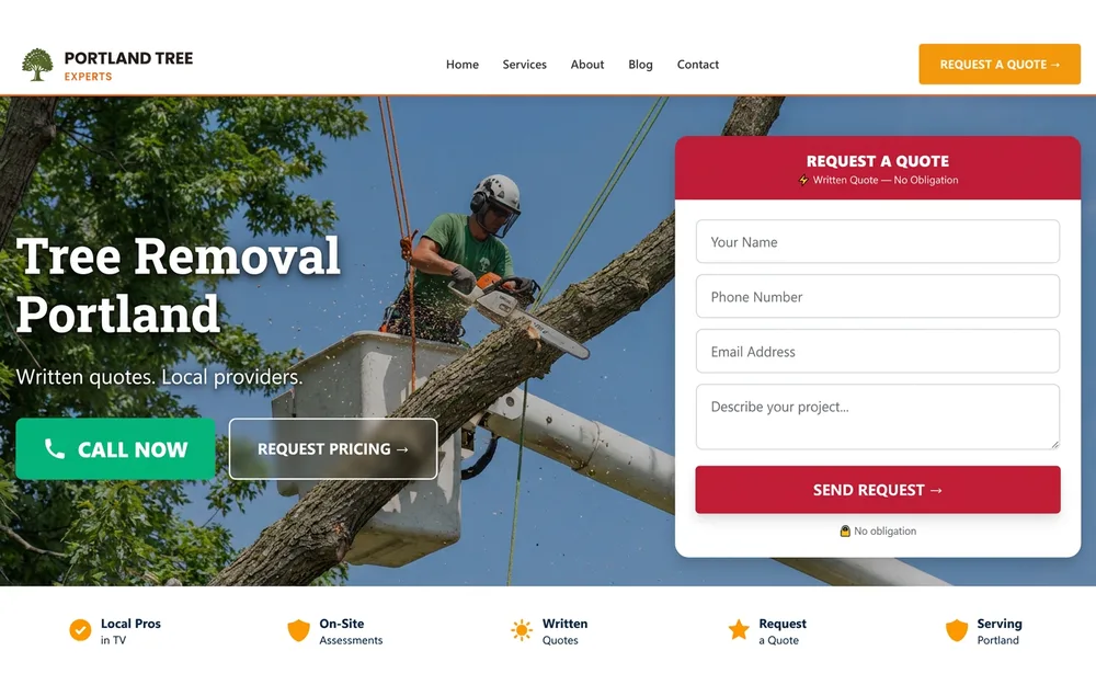 Tree Removal website — Portland, OR